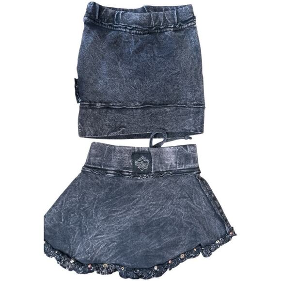 WildChild Wear Dk Grey Tie Dye Studded 2 Pc Tube Top & Skort Girls Size 2T/3T - Picture 3 of 7